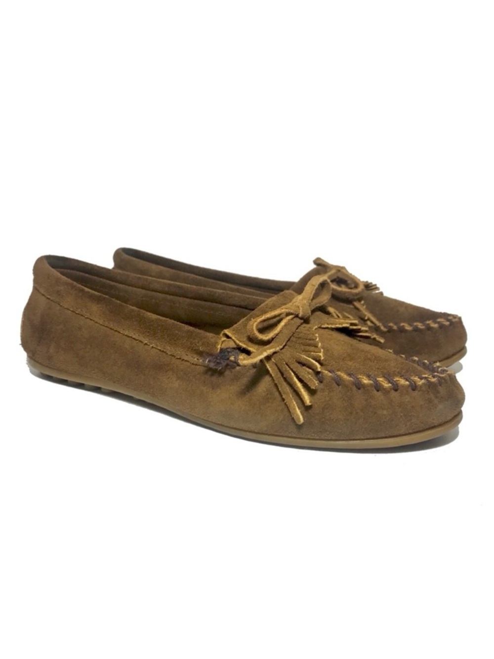 MINNETONKA Kilty Brown Suede Hardsole Moccasins